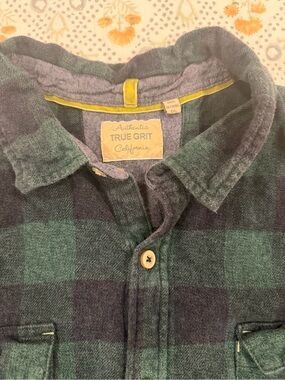 True Grit Forest Green & Black Plaid Flannel Shirt